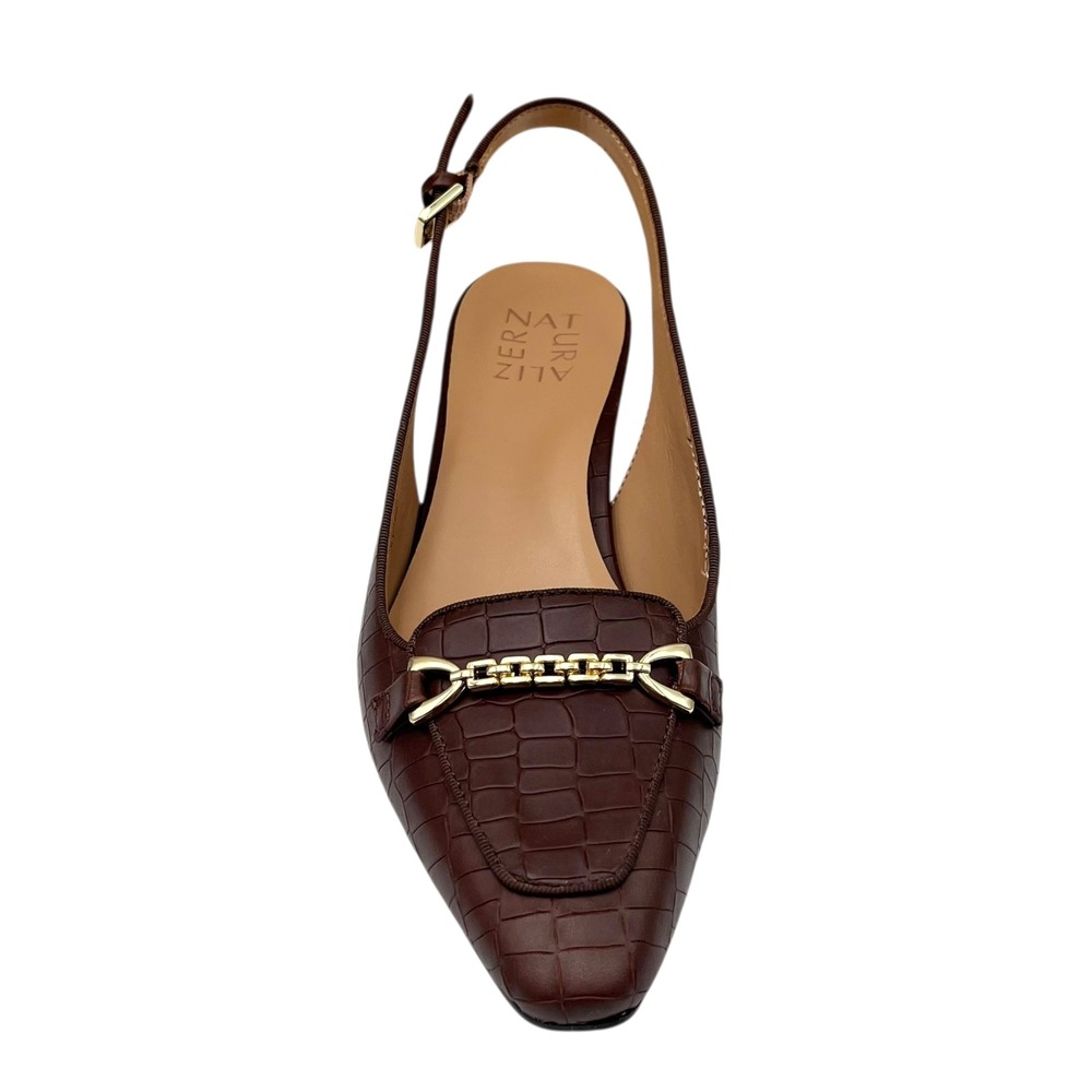 Naturalizer Womens Lindsey Leather Shoes Size 8 Brown Slingback Low Block Heel - Picture 4 of 10